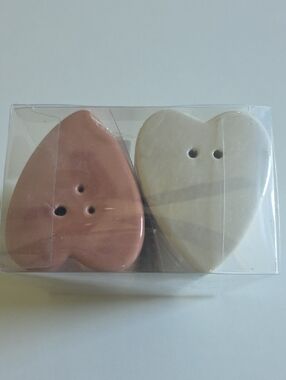 (J67) Ceramic Heart Salt and Pepper Shaker Set - Blush Pink & Cream